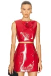 Aknvas Edie Vegan Leather Top In Red