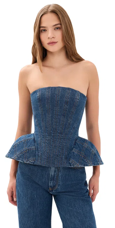 Aknvas Emmi Corset Denim Top Blue