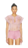 Aknvas Este Ruffle Top In Pink