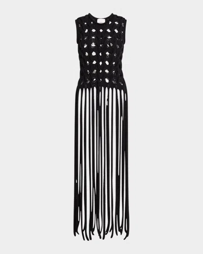 Aknvas Fausti Sleeveless Fringe Top In Noir