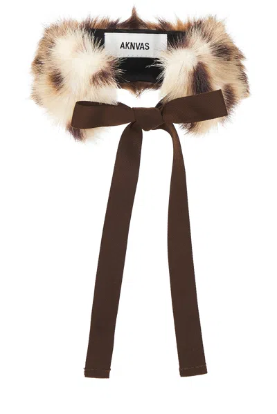 Aknvas Faux Fur Small Choker In Brown
