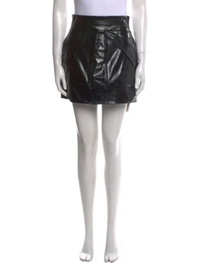 Pre-owned Aknvas Faux Leather Mini Skirt In Black