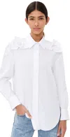 Aknvas Flor Cotton Poplin Button Down Ivory Poplin In Ivory Poplin