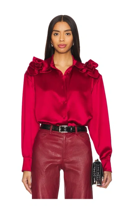 AKNVAS FLOR SATIN BUTTON DOWN SHIRT