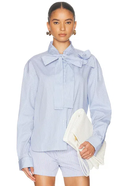 Aknvas Flor Stripe Shirt In Blue