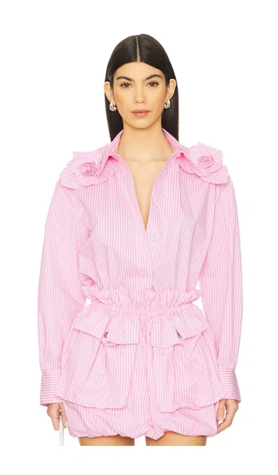 Aknvas Flor Top In Pink Spinal Stripe