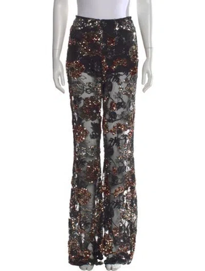 Pre-owned Aknvas Floral Print Flared Pants In Multi