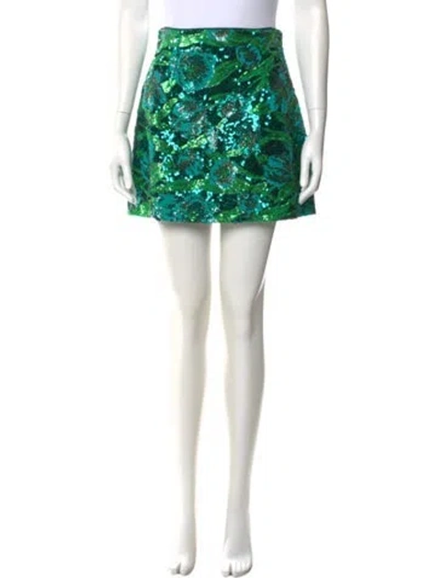 Pre-owned Aknvas Floral Print Mini Skirt In Green