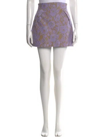 Pre-owned Aknvas Floral Print Mini Skirt In Purple
