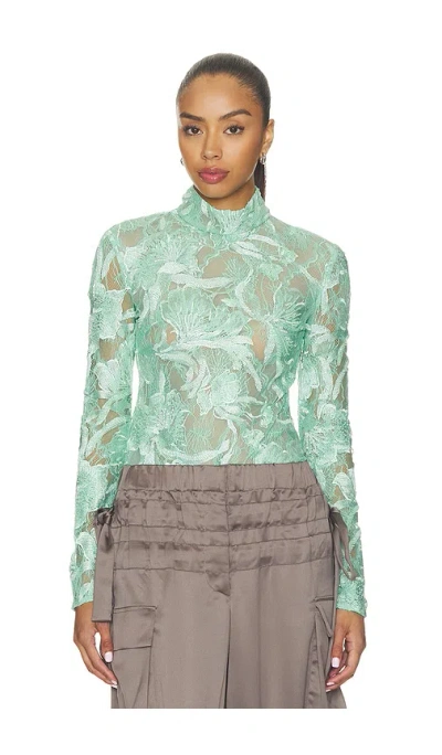 Aknvas Freja Beaded Lace Top In Mint