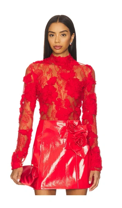 Aknvas Freja Lace Top In Red
