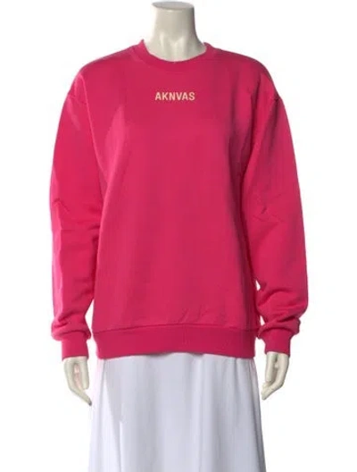 Pre-owned Aknvas Graphic Print Crew Neck Sweatshirt In Pink