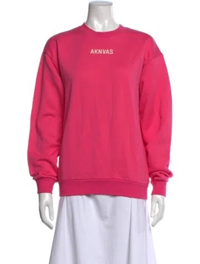 Pre-owned Aknvas Graphic Print Crew Neck Sweatshirt In Pink