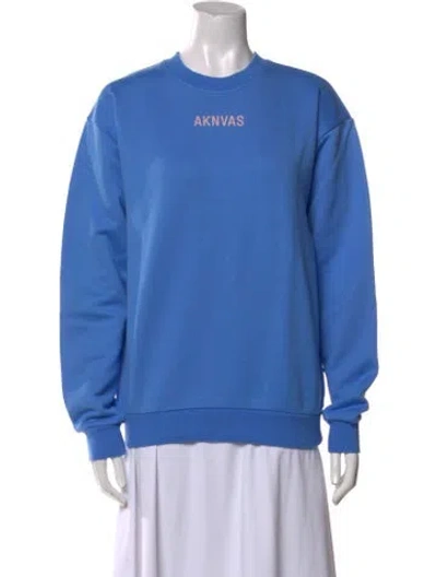Pre-owned Aknvas Graphic Print Crew Neck Sweatshirt W/ Tags In Blue
