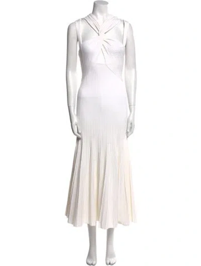 Pre-owned Aknvas Halterneck Long Dress In White