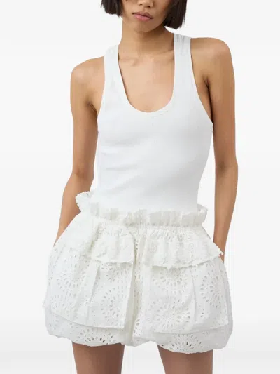 Aknvas Indi Eyelet-embroidered Ruffled Dress In White