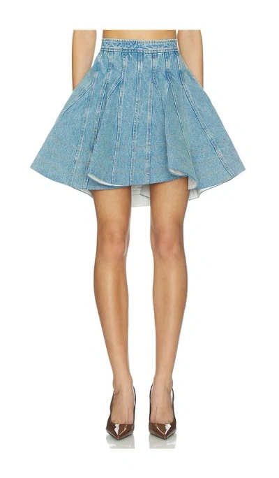 Aknvas Kalle Denim Godet Skirt In Blue