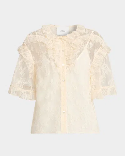 AKNVAS KYRA BUTTON-FRONT LACE TOP