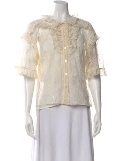 Pre-owned Aknvas Lace Lace Pattern Blouse W/ Tags In Neutral