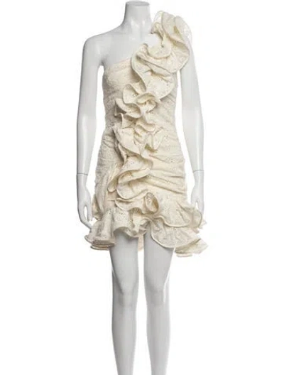Pre-owned Aknvas Lace Pattern Mini Dress In Neutrals