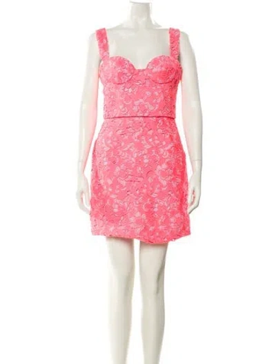 Pre-owned Aknvas Lace Pattern Mini Dress In Pink