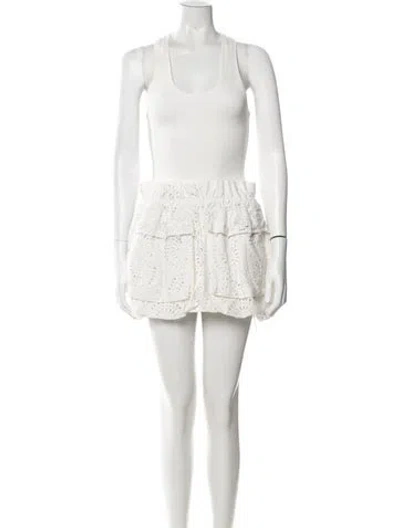 Pre-owned Aknvas Lace Pattern Mini Dress In White