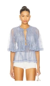 Aknvas Leah Lace Top In Blue