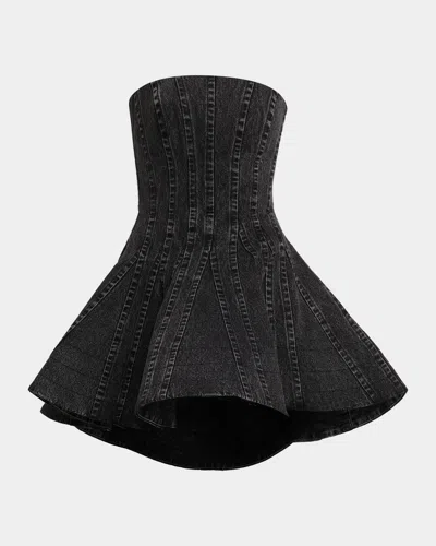 Aknvas Lefa Washed Denim Mini Dress In Black