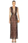 Aknvas Leo Beaded Gown In Brown