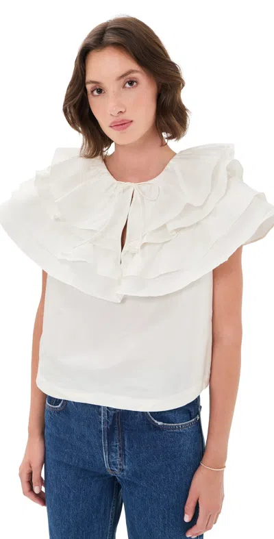 Aknvas Linda Taffeta Cape Top Cream