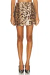 Aknvas Lis Faux Fur Lynx Mini Skirt In Brown