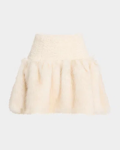 Aknvas Lita Faux Fur Mini Skirt In Cream