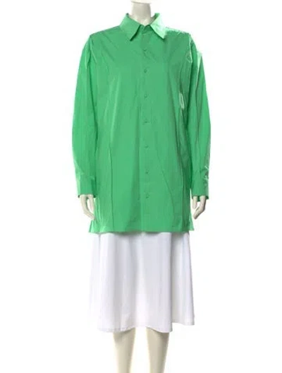 Pre-owned Aknvas Long Sleeve Button-up Top In Green