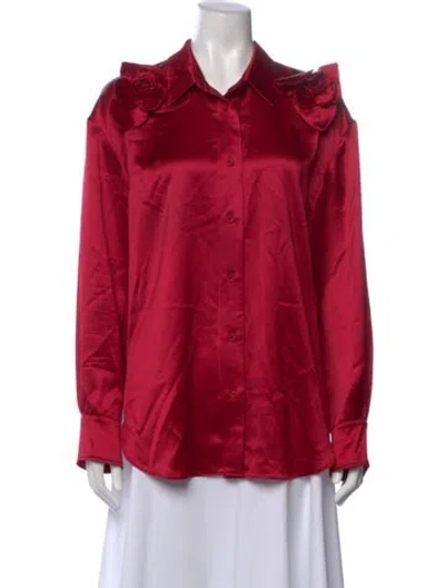 Pre-owned Aknvas Long Sleeve Button-up Top In Red