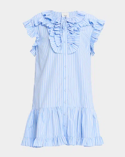 Aknvas Maya Pinstripe Cotton Poplin Tunic Dress In Blue