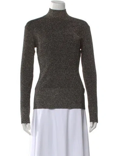 Pre-owned Aknvas Mock Neck Long Sleeve Top In Black
