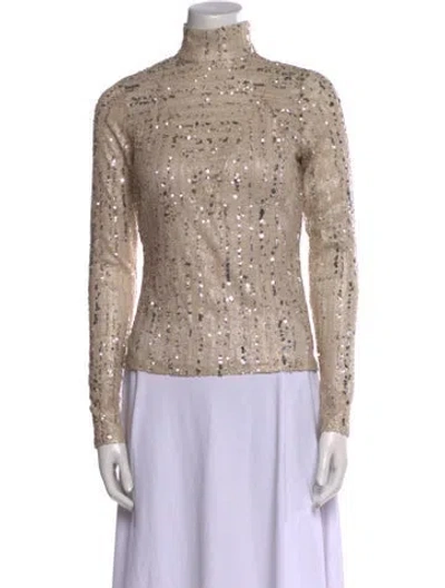 Pre-owned Aknvas Mock Neck Long Sleeve Top W/ Tags In Neutral