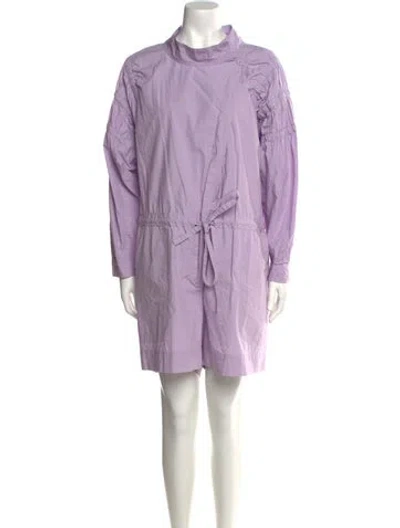 Pre-owned Aknvas Mock Neck Romper In Purple