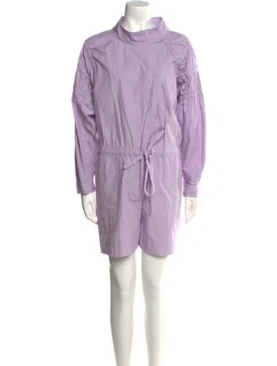 Pre-owned Aknvas Mock Neck Romper In Purple