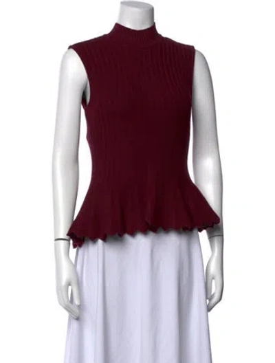 Pre-owned Aknvas Mock Neck Sleeveless Top In Burgundy