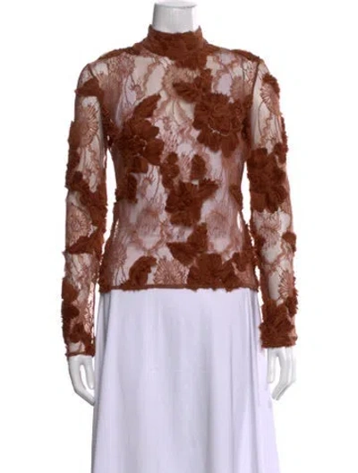 Pre-owned Aknvas Nylon Floral Print Top In Orange