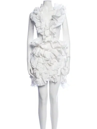 Pre-owned Aknvas Nylon Mini Dress In White