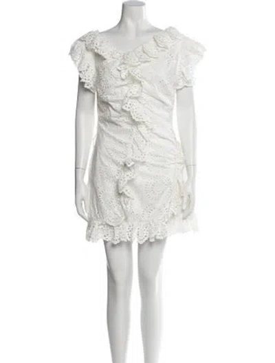 Pre-owned Aknvas Off-the-shoulder Mini Dress In White