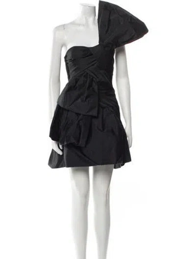 Pre-owned Aknvas One-shoulder Mini Dress In Black