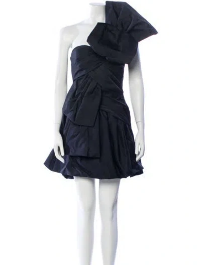 Pre-owned Aknvas One-shoulder Mini Dress In Black