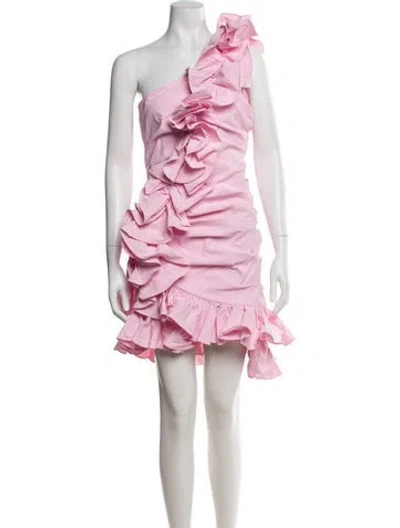 Pre-owned Aknvas One-shoulder Mini Dress In Pink