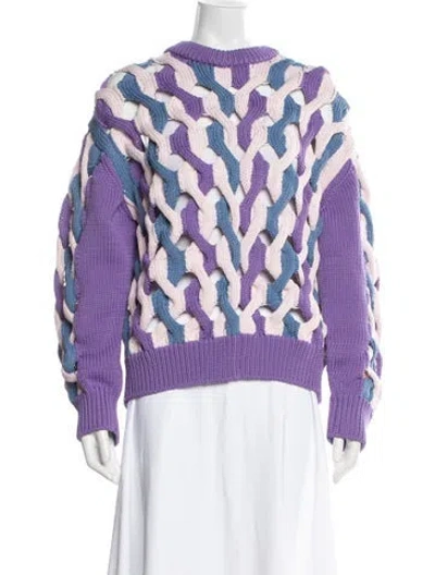 Pre-owned Aknvas Patterned Crew Neck Sweater In Purple