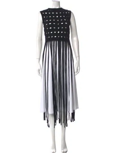 Pre-owned Aknvas Patterned Crew Neck Top In Black