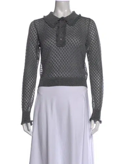 Pre-owned Aknvas Patterned Long Sleeve Top In Grey