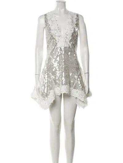 Pre-owned Aknvas Patterned Mini Dress In Grey/white